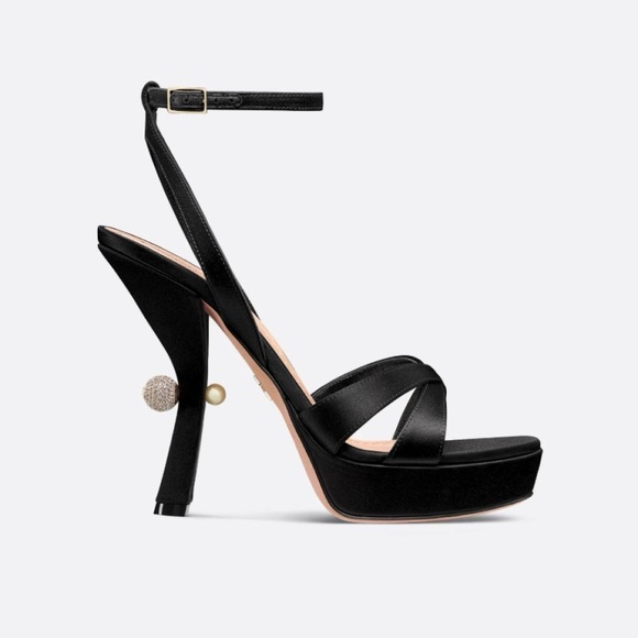 Dior Black Heels Sophisticated Style Tribales Black Satin Sandal😍 - Picture 1 of 6